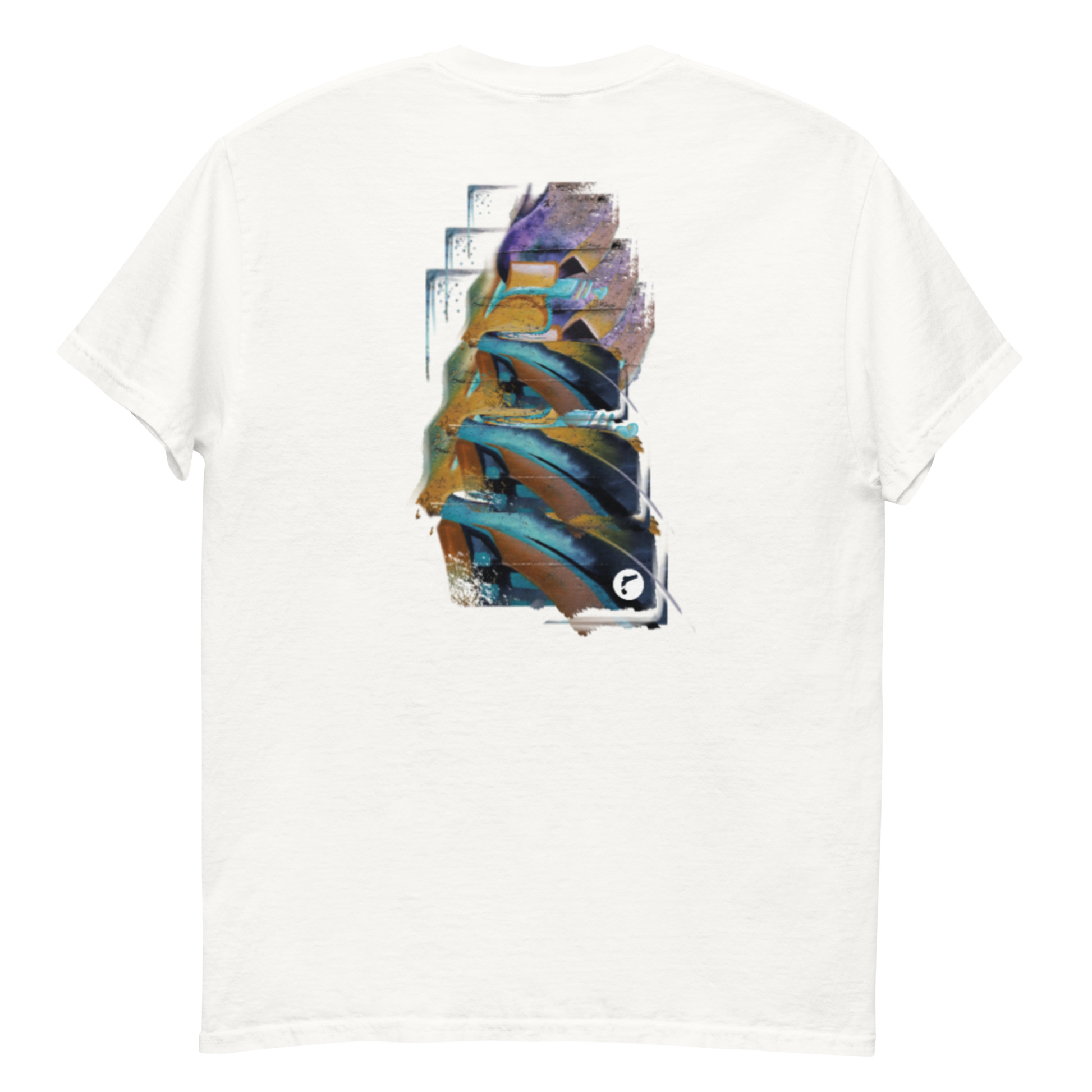T-Shirt „Walled Flow“ von NPKF Studio – Rückseite mit abstraktem Wand-Motiv aus der Reihe "Test Walls", inspiriert von Struktur und Bewegung.
